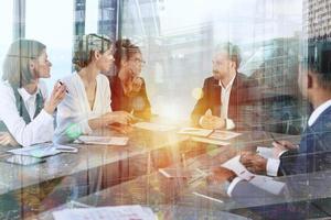 Group of business people work together in office photo