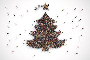 People form the shape of a christmas tree. 3D Rendering photo