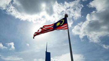 Aerial tracking Malaysia flag at Dataran Merdeka video