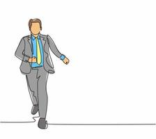 One single line drawing of businessmen wearing suit doing sprint race at running track to win competition. Business running competition concept continuous line draw design vector graphic illustration