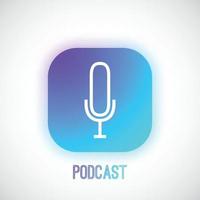 Podcast web button in neumorphism style. Studio table microphone icon. vector