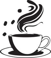 minimalista negro y blanco taza de té o café con vapor vector