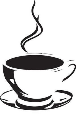 Minimalist Black and White Cup of Tea or Coffee with Steam