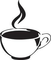 Minimalist Black and White Cup of Tea or Coffee with Steam vector