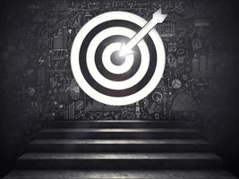Arrive at a goal of success.the stairs up to a target. 3D Rendering photo