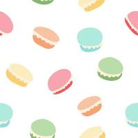 Macaron sweet candy seamless pattern.Cute french confection cakes colorfull background. Hand drawn dessert pastry. Vector illustration.