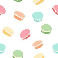 macaron dulce caramelo sin costura patrón.lindo francés confección pasteles colorido antecedentes. mano dibujado postre Pastelería. vector ilustración.