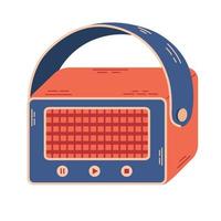 Hand drawn music speaker in retro style. Isolated trendy old style speaker on white background. vector