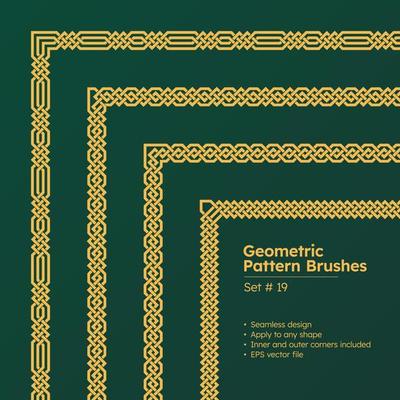 Set of Geometric Pattern Brushes and Beautiful Greek Borders Design