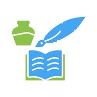 icono de vector de pluma y libro único