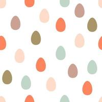 Seamless pattern with pink blue green and orange easter eggs in delicate pastel colors cute illustration eggs in flat style vector