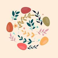 Easter boho leaves with eggs. vector illustrator