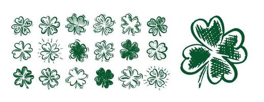 Clover set, Saint Patricks Day, hand drawn illustrations. vector