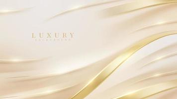 Elegant style cover background decorated with golden curves with glowing light effect. vector