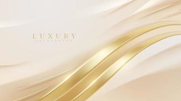 Elegant style cover background decorated with golden curves with glowing light effect. vector