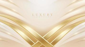 Elegant style cover background decorated with golden curves with glowing light effect. vector