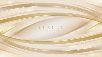 Elegant style cover background decorated with golden curves with glowing light effect. vector