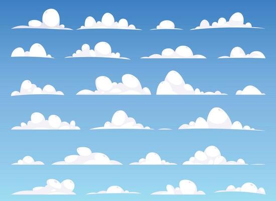 Cartoon clouds collection vector illustration isolated on white background