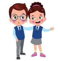 cute students boy in school uniform vector