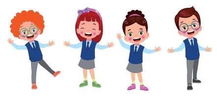 cute students boy in school uniform vector