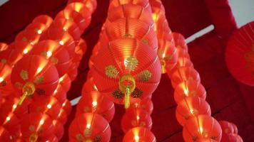 Tilt up and focus red lantern decoration video