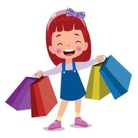 Happy boy holding shopping bags vector