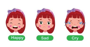 Little Kid With Different Emotions vector