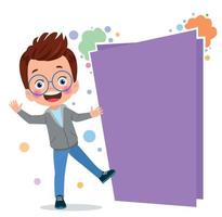 Funny Child Presenting And Pointing vector