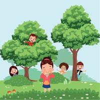 Children playing hide and seek cartoon vector 17678968 Vector Art