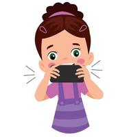 Little boy playing on the smartphone. Child digital addiction vector