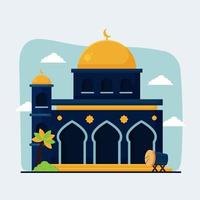 ilustración de islámico edificio mezquita en plano ilustración vector