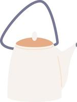 Vintage enamel tea kettle semi flat color vector object