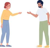 Couple arguing all time over small things semi flat color vector characters