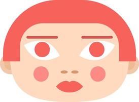 Round-faced doll girl with red pot haircut semi flat color vector avatar. Editable icon. Character head on white. Simple cartoon style spot illustration for web graphic design and animation