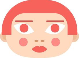 Round-faced doll girl with red pot haircut semi flat color vector avatar. Editable icon. Character head on white. Simple cartoon style spot illustration for web graphic design and animation