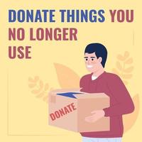 Donating unwanted stuff for decluttering card template vector