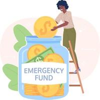 Saving money for emergency fund flat concept vector spot illustration. Editable 2D cartoon character on white for web design. Financial security creative idea for website, mobile