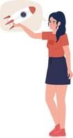 Young female entrepreneur presenting startup semi flat color vector character. Editable concept. Full body person on white. Simple cartoon style spot illustration for web graphic design and animation