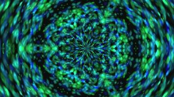 óptico espejismo de verde y azul disco centrar caleidoscopio animación video