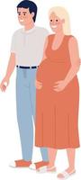 Smiling father standing with pregnant wife semi flat color vector characters