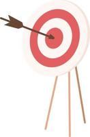 Round bullseye target with arrow semi flat color vector object. Shooting aim. Editable element. Full sized icon on white. Simple cartoon style spot illustration for web graphic design and animation