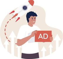 Startup advertising campaign flat concept vector spot illustration. Editable 2D cartoon character on white for web design. Creative idea for website, mobile, magazine