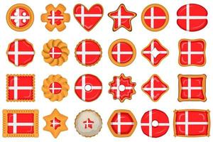 Homemade cookie with flag country Denmark in tasty biscuit vector