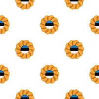 Pattern cookie with flag country Estonia in tasty biscuit vector