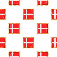 Pattern cookie with flag country Denmark in tasty biscuit vector