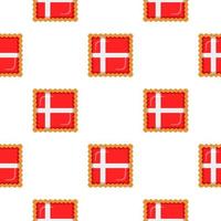 Pattern cookie with flag country Denmark in tasty biscuit vector