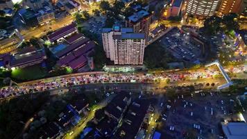 Aerial night traffic jam at Jalan Kampung Pandan video