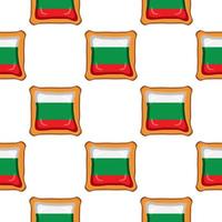 Pattern cookie with flag country Bulgaria in tasty biscuit vector