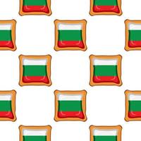 Pattern cookie with flag country Bulgaria in tasty biscuit vector