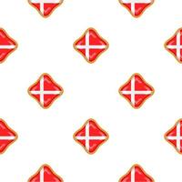 Pattern cookie with flag country Denmark in tasty biscuit vector